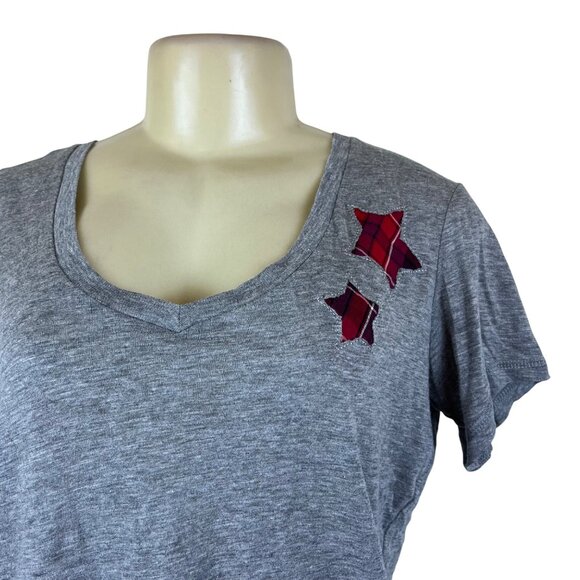 Cozy Zoe Women’s Heather Gray Lounge Set W/ Red Plaid Star and Shorts Sz S - New - Picture 5 of 16